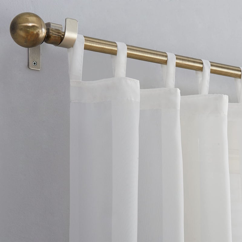 No. 918 Emily Sheer Voile Tab Top Curtain Panel, 59" x 63", White - Image 2